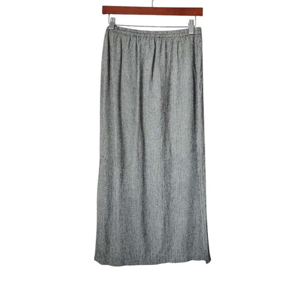 VINTAGE micro gingham midi Skirt Side Slit Tie Waist Casual Minimalist 90s